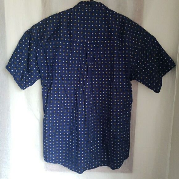 Chaps Ralph Lauen Mens Shirt Size Med Short Sleeve Button Up Blue 100% Cotton - Picture 7 of 13
